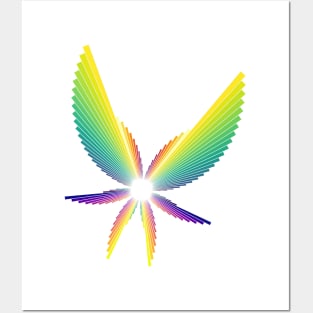 Rainbow Angel Seraphim | Flying Six Wing Bar Chart White Posters and Art